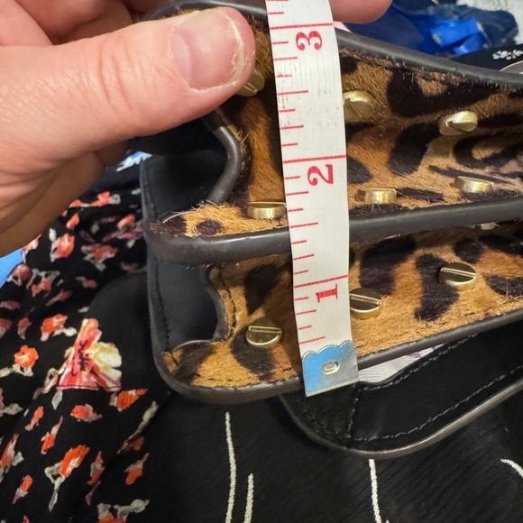 Aimee Kestenberg black leather purse with leopard print trim and stud details - Picture 16 of 16